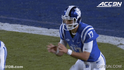 Duke Football Player 17 Throws Ball GIF