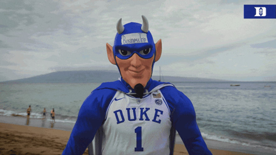 Duke Mascot Hawaii Football Brushes Dirt Off GIF