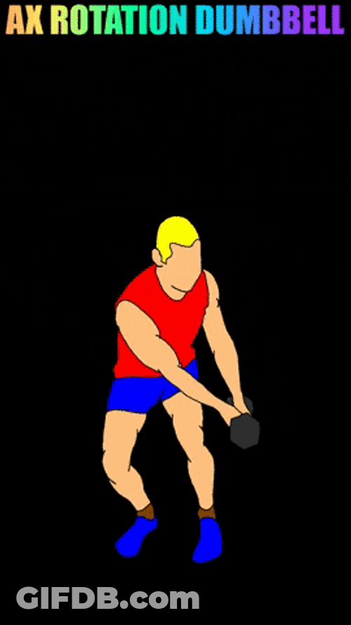 Dumbbell Row Ax Rotation 3D Animation GIF