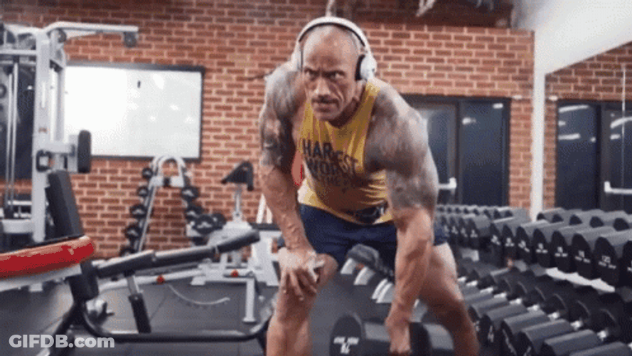 Dumbbell Row Front View One Hands Dwayne Johnson GIF