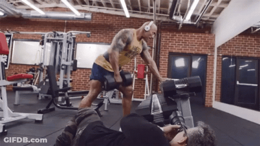 Dumbbell Row One Hands Dwayne Johnson GIF