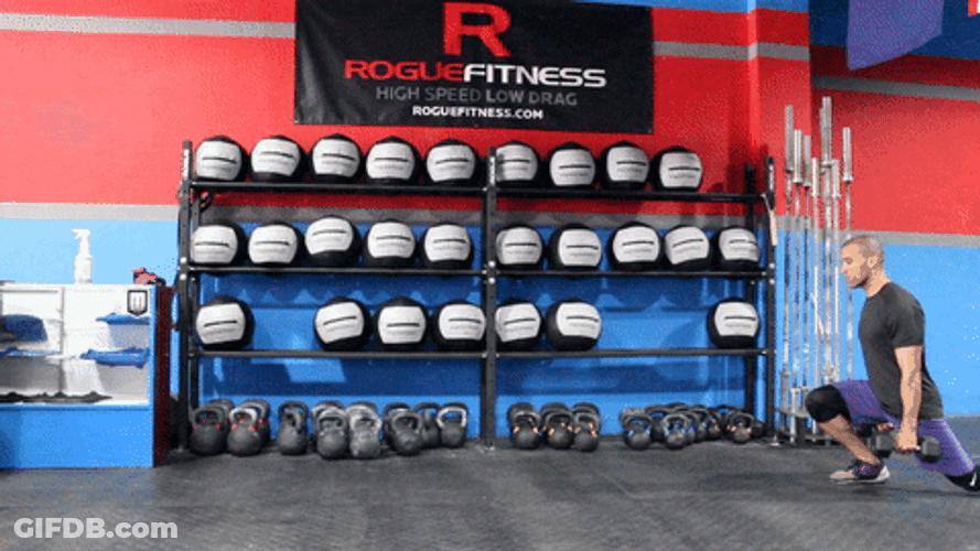 Dumbbell Row Reverse Lunge With Dumbbells GIF
