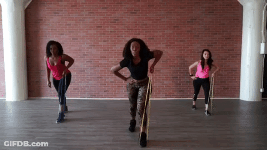 Dumbbell Row Three Girl Friends GIF