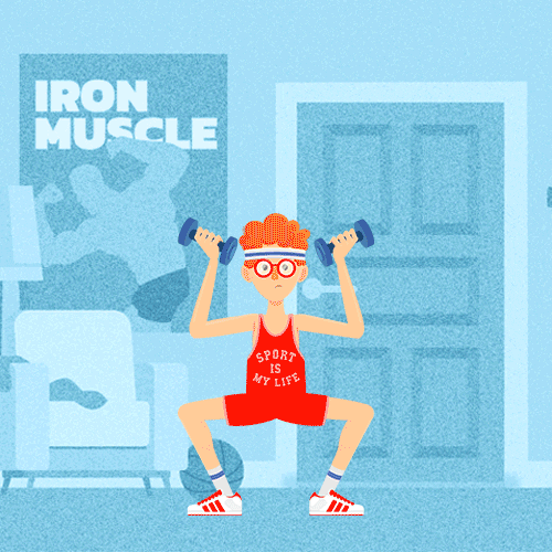 Dumbbell Weightlifting Squats Indoor GIF