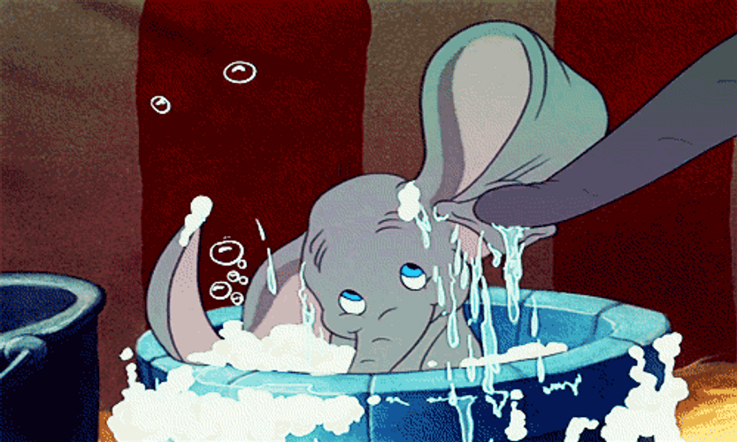 Dumbo Elephant Bathing GIF
