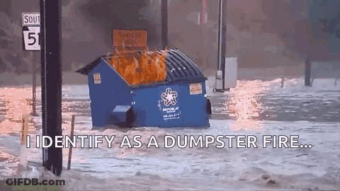Dumpster Fire In Flooded Area GIF