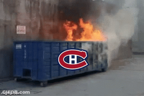Dumpster On Fire With Canadiens Logo GIF