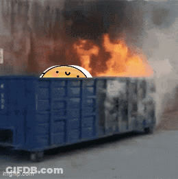Dumpster On Fire With Smiley Face GIF