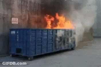 Dumpster On Fire With Smoke GIF