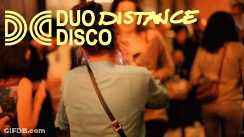 Duo Distance Disco Poster Woman Taking Picture Of Crowd GIF
