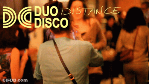 Duo Distance Disco Poster Woman Taking Picture Of Group GIF