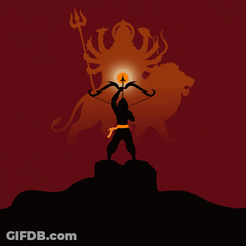 Dussehra Poster Man With Bow And Arrow GIF
