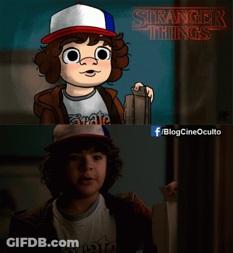 Dustin Cartoon Next To Real Photo GIF