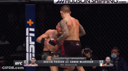 Dustin Poirier And Conor McGregor Fighting In Cage GIF