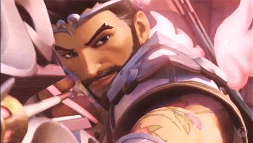 Dva Hanzo Hold Bow Doing Kiss Pose GIF