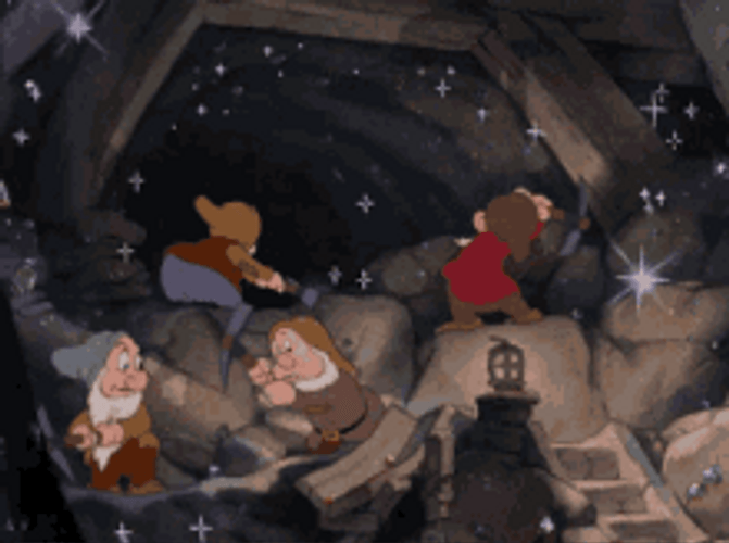Dwarfs Mining Happily GIF