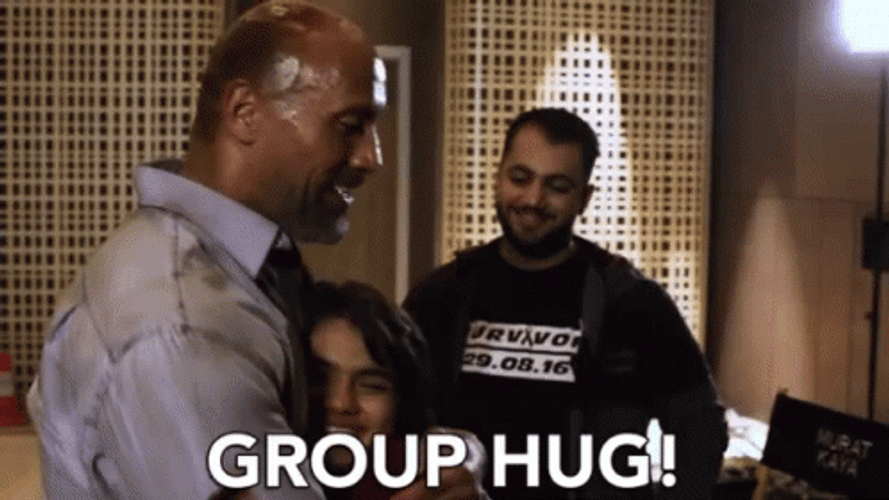 Dwayne Johnson Group Hug GIF