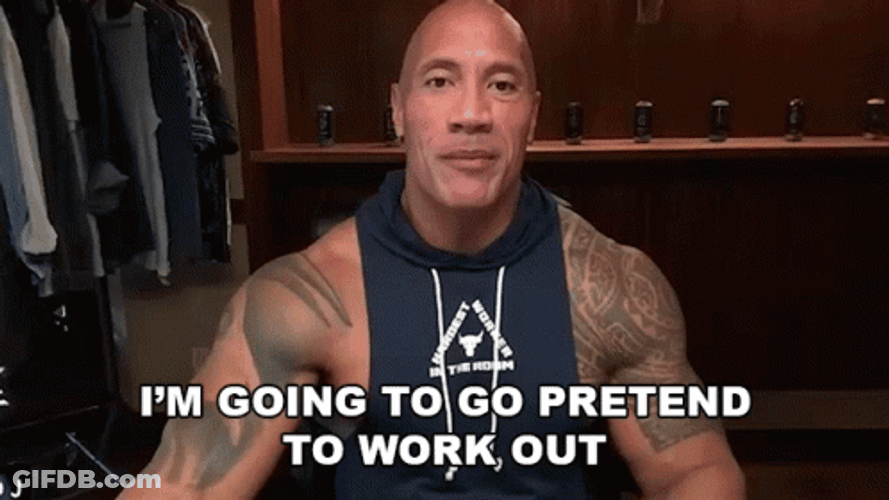 Dwayne Johnson Pretending To Work Out GIF