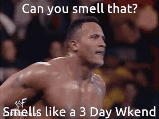 Dwayne Johnson Smelling Weekend Meme GIF