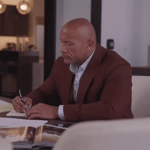 Dwayne Johnson Writing GIF
