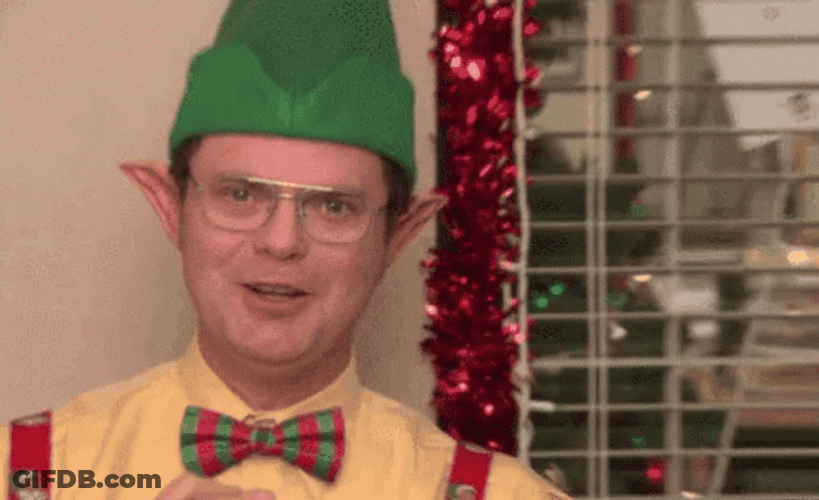 Dwight As Christmas Elf With Glasses GIF