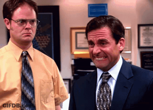 Dwight Schrute And Michael Scott Are Standing Next To Each Other In An Office GIF