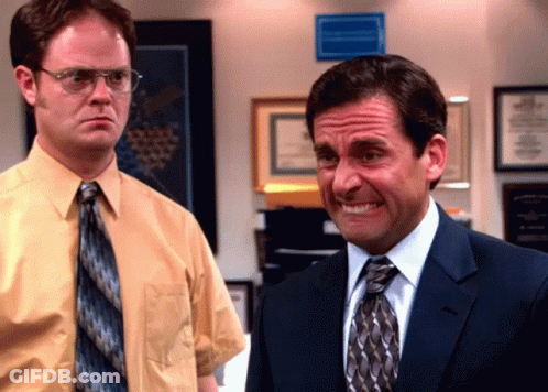 Dwight Schrute And Michael Scott Are Standing Next To Each Other In An Office GIF