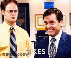 Dwight Schrute And Michael Scott From The Office Are Standing Next To Each Other In An Office . GIF