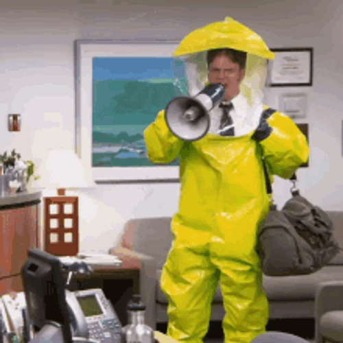 Dwight Schrute Came To Office Wearing Hazmat Suit GIF