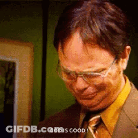 Dwight Schrute Is Wearing Glasses And A Suit And Tie . GIF