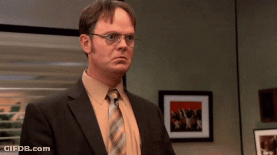 Dwight Schrute Karate Chops The Office GIF