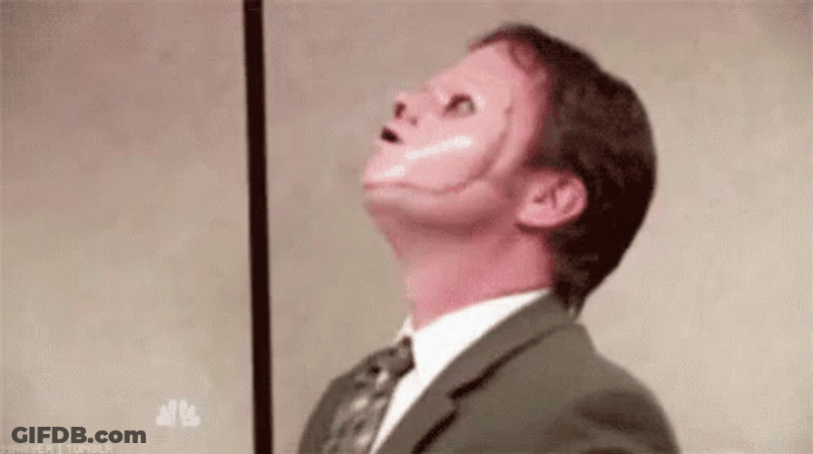 Dwight Schrute Scary Face Mask GIF