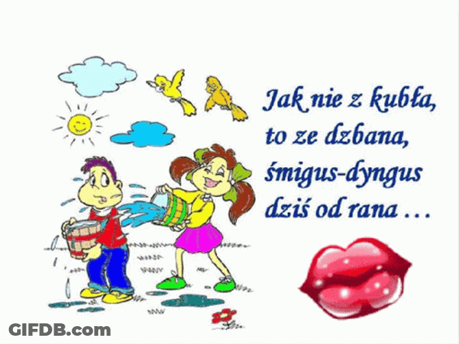 Dyngus Day Animated Cartoon Greetings GIF