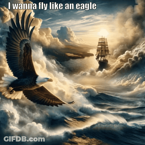Eagle Flying Over Ocean I Wanna Fly Like An Eagle GIF
