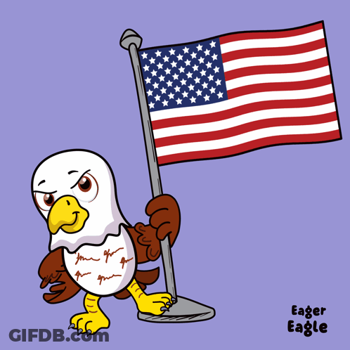 Eagle Holding American Flag With Eager Eagle GIF