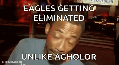 Eagles Getting Eliminated Unlike Agholor Is Written On A Picture Of A Man GIF