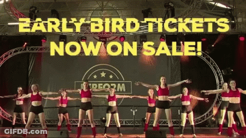 Early Bird Tickets Young Girls Dancing GIF