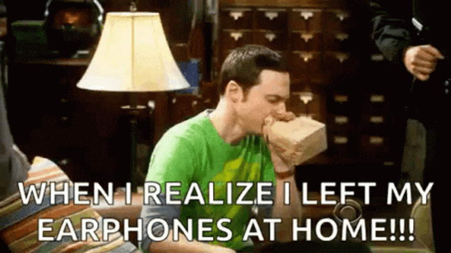 Earphones At Home Hyperventilating GIF