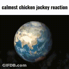 Earth Cartoon With Calmest Chicken Jockey Reaction GIF