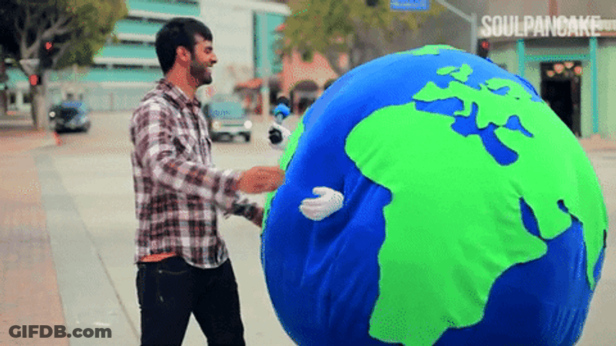 Earth Day Hugging Earth Mascot GIF