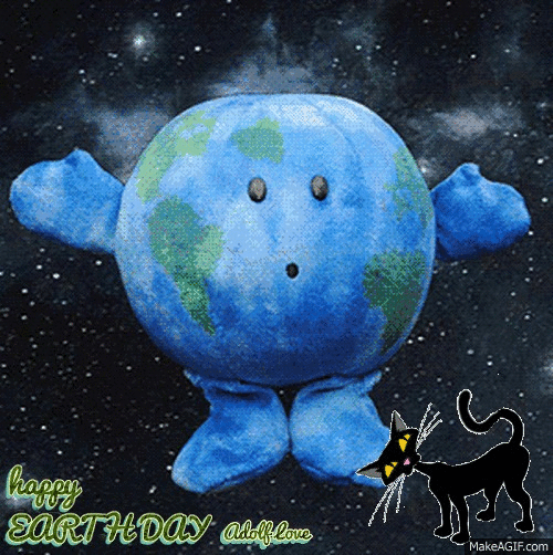 Earth Day Mascot In Space Spinning GIF