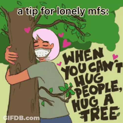 Earth Day People Hug Tree Illustration GIF