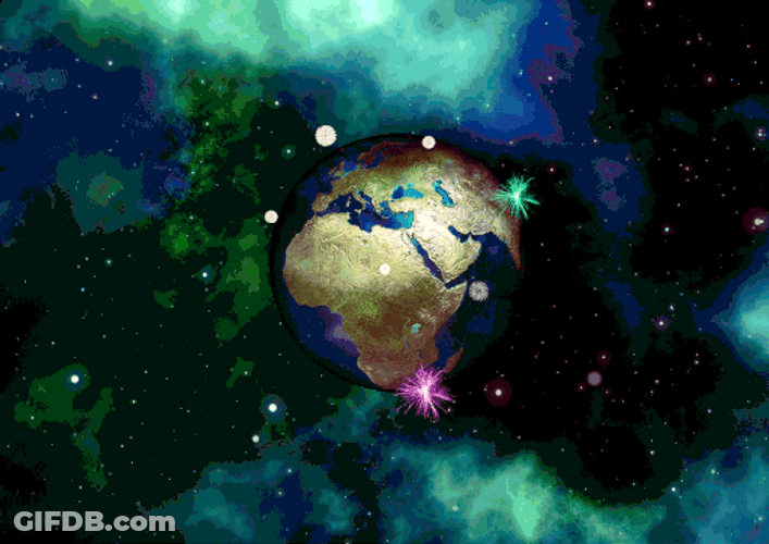 Earth Exploding Colorful Fireworks Nebula Outer Space GIF
