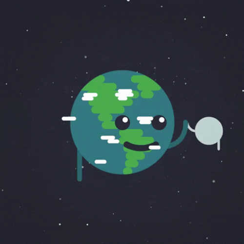 Earth Moon Pixel Cartoon GIF