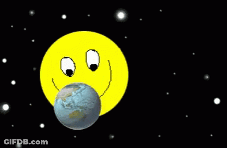 Earth Rotation Around Smiley GIF