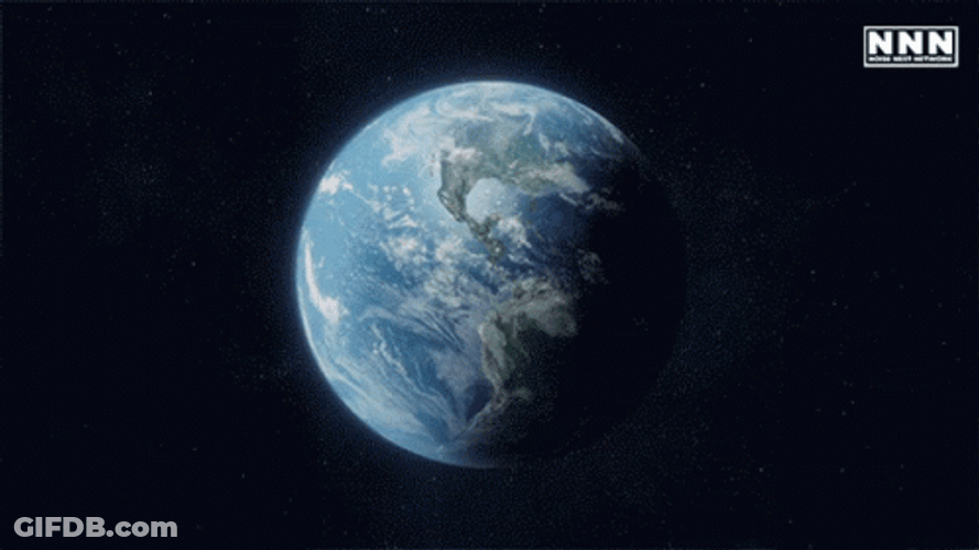 Earth Spinning Zoom In GIF