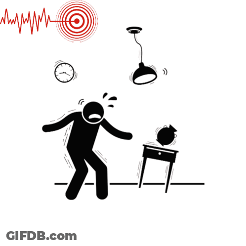 Earthquake With Clock And Lamp GIF