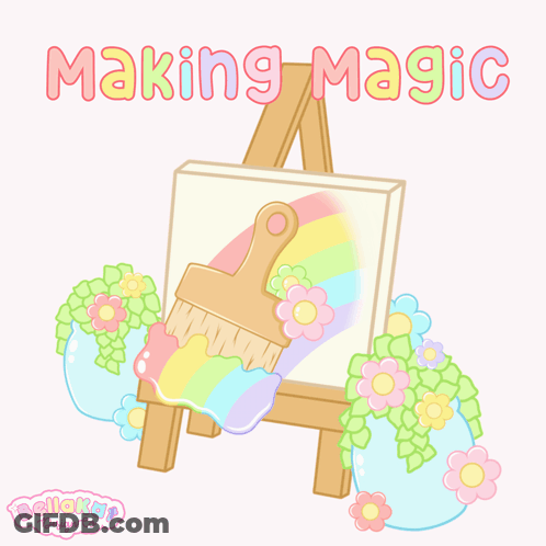 Easel With Rainbow Making Magic GIF