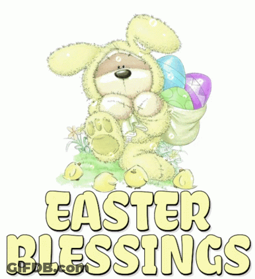 Easter Blessings By Dog In Bunny Costume GIF