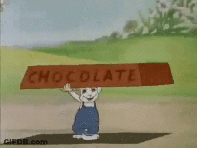 Easter Bunny Running With Chocolate Animation GIF